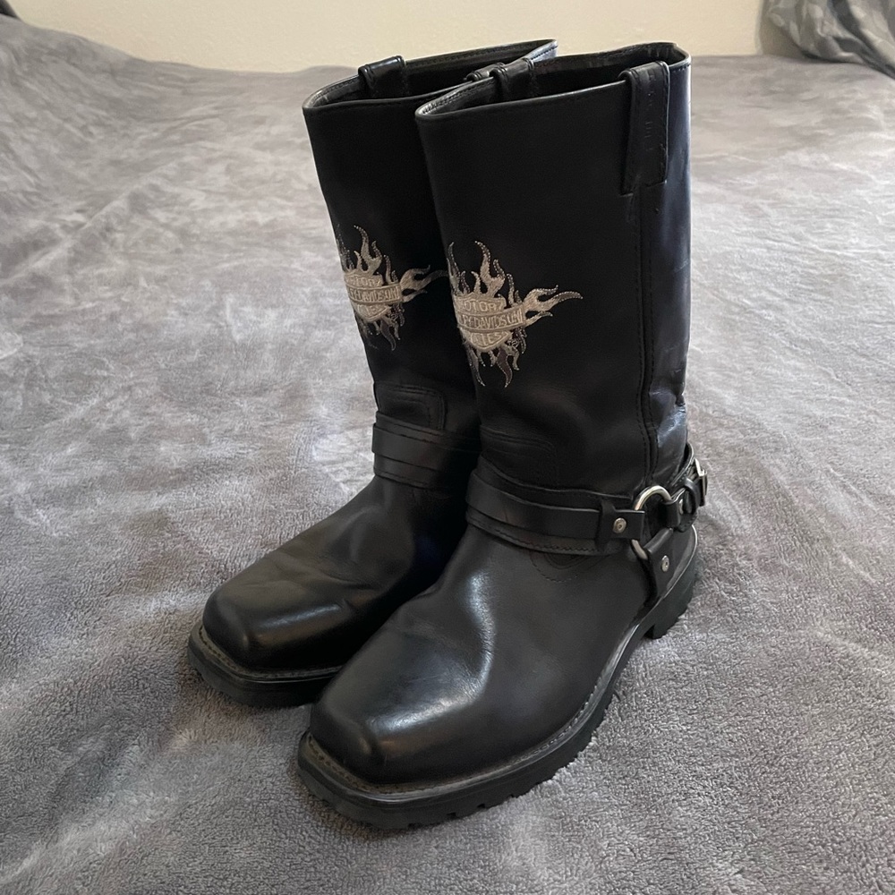 Harley Davidson Mens Black Motorcycle Combat Boots